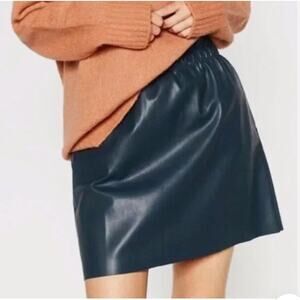 Zara Faux Leather Blue Gray Skirt